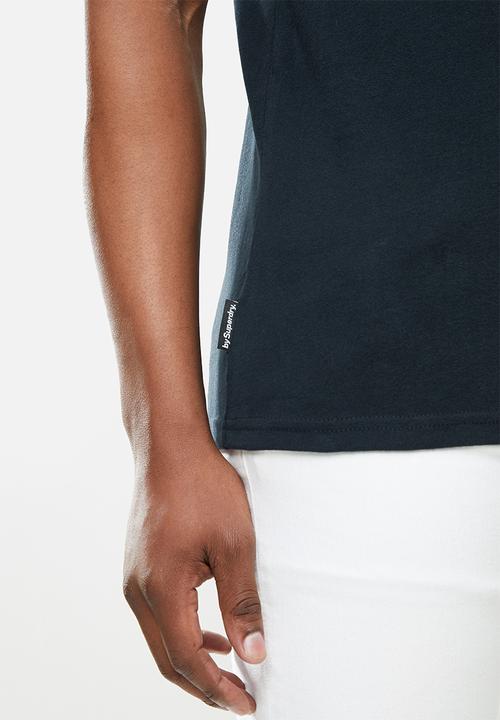 Superdry. - Core logo stripe tee - navy
