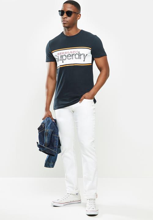 Superdry. - Core logo stripe tee - navy