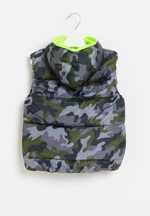 Pop Candy - Boys camo sleeveless bomber - multi 