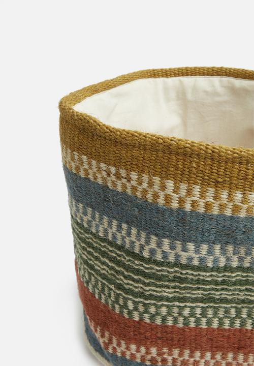 Sixth Floor - Jute & cotton stripe basket - multi