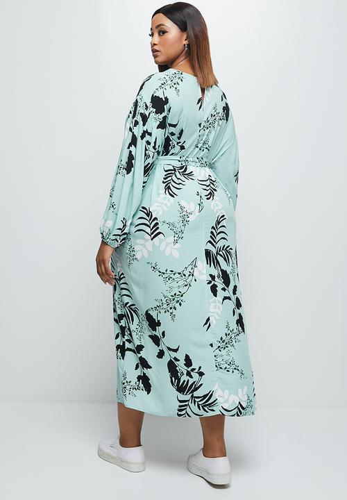 edit Plus - Long sleeve belted column dress - light blue
