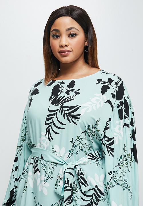 edit Plus - Long sleeve belted column dress - light blue