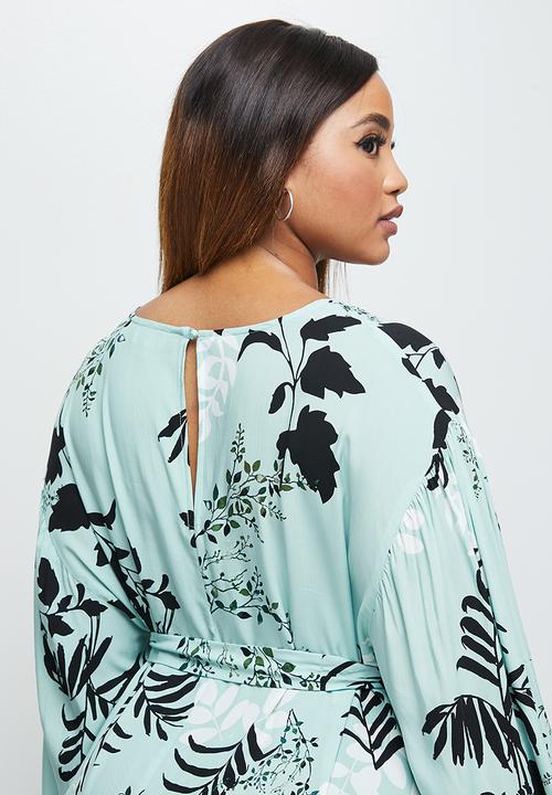edit Plus - Long sleeve belted column dress - light blue