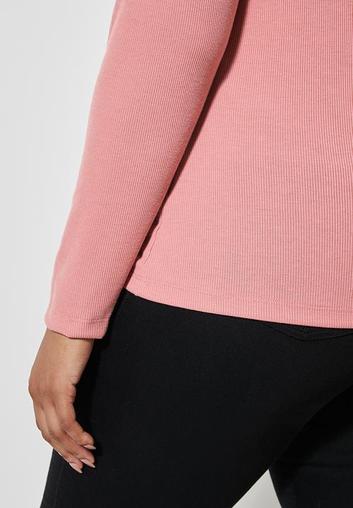 Superbalist - Single rib poloneck -rose pink
