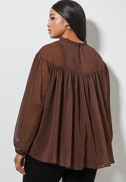 Superbalist - Femme ruffle blouse - brown