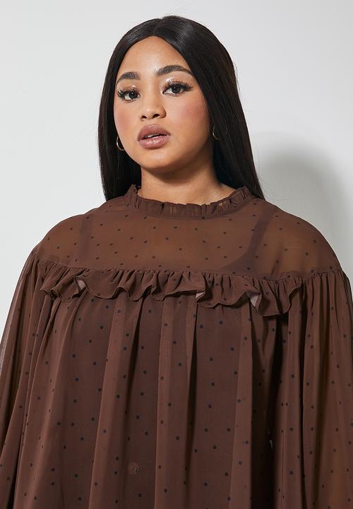 Superbalist - Femme ruffle blouse - brown