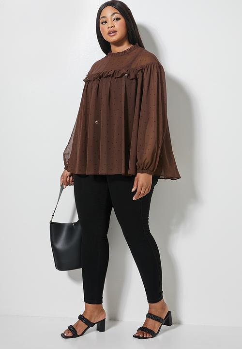 Superbalist - Femme ruffle blouse - brown