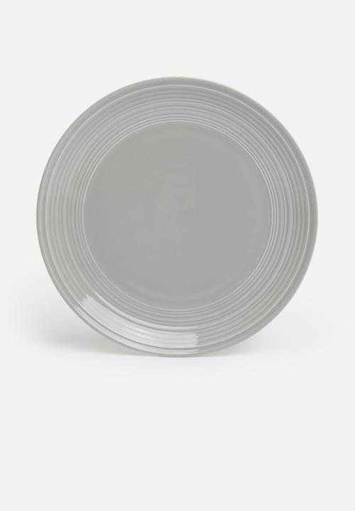 Jenna Clifford - Embossed lines dinner set 16 piece - light grey