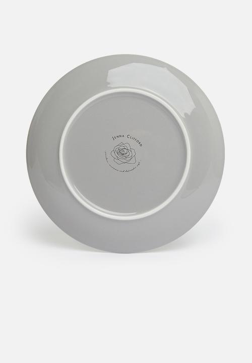 Jenna Clifford - Embossed lines dinner set 16 piece - light grey