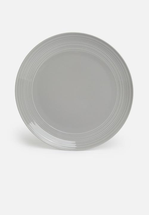 Jenna Clifford - Embossed lines dinner set 16 piece - light grey