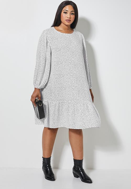 Superbalist - Dropped waist tier dress - white & black 