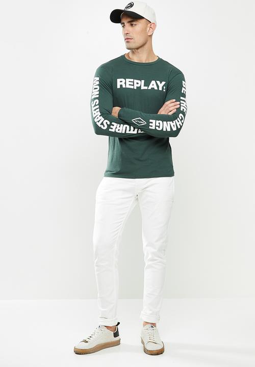Replay - Replay long sleeve printed tee - green