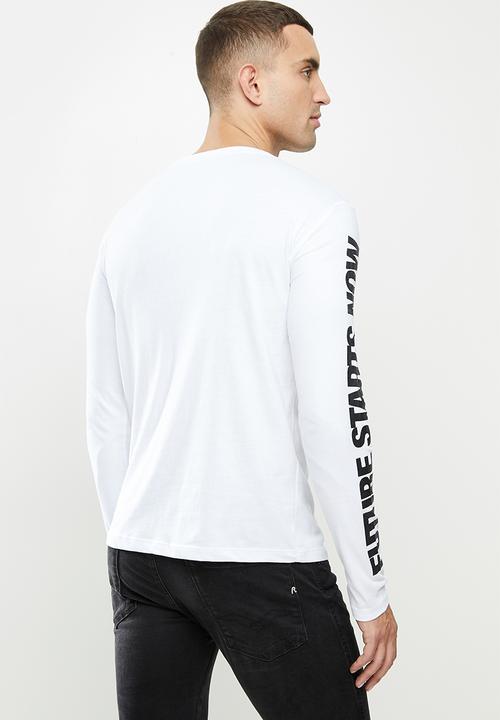 Replay - Replay long sleeve printed tee - white