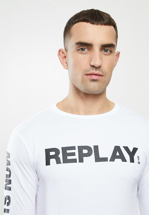 Replay - Replay long sleeve printed tee - white