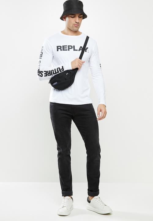 Replay - Replay long sleeve printed tee - white