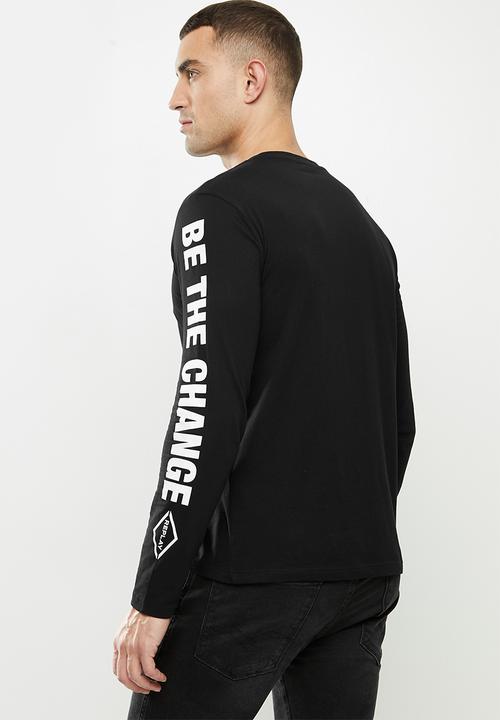 トップス Reee Replay long sleeve printed tee - black