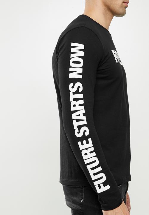 Replay - Replay long sleeve printed tee - black