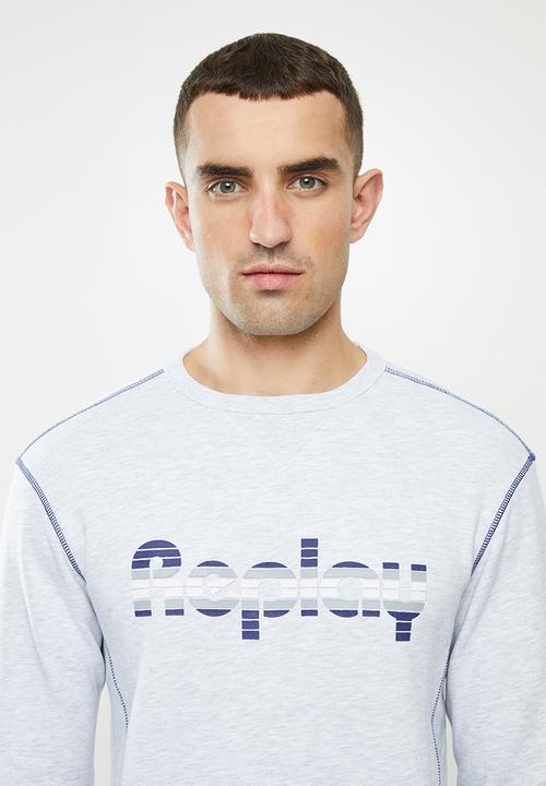 Replay - Replay raised print crew fleece - grey