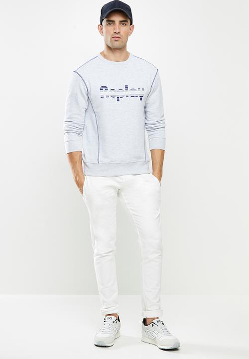 Replay - Replay raised print crew fleece - grey