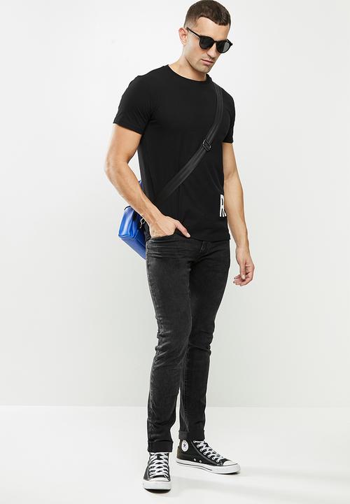 Replay - Replay side logo print tee - black