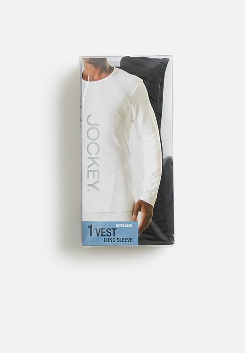 Jockey - 1-pack drop needle interlock long sleeve undershirt - black