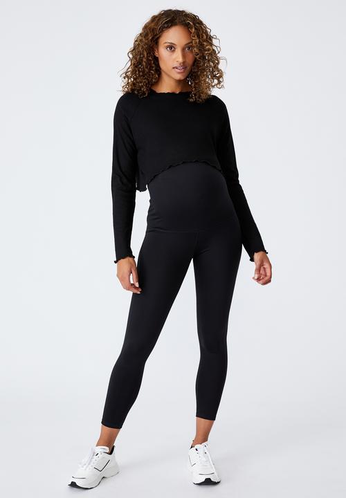 Cotton On - Maternity cross back rib long sleeve top - black