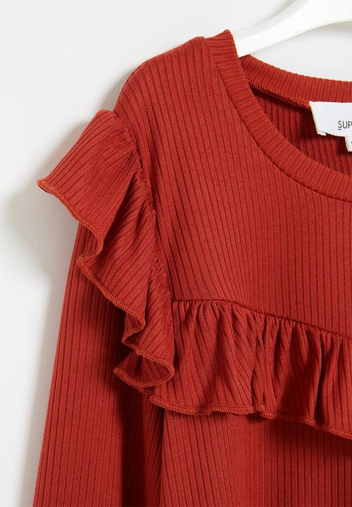 Superbalist - Girls frill detail top - rust