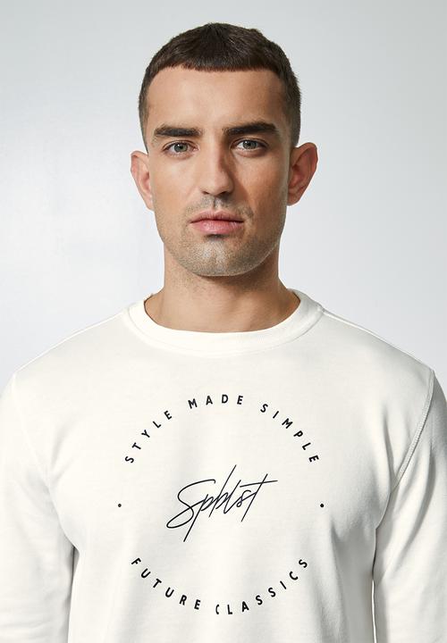 Superbalist - Brewer branded pullover crew neck sweat - ecru