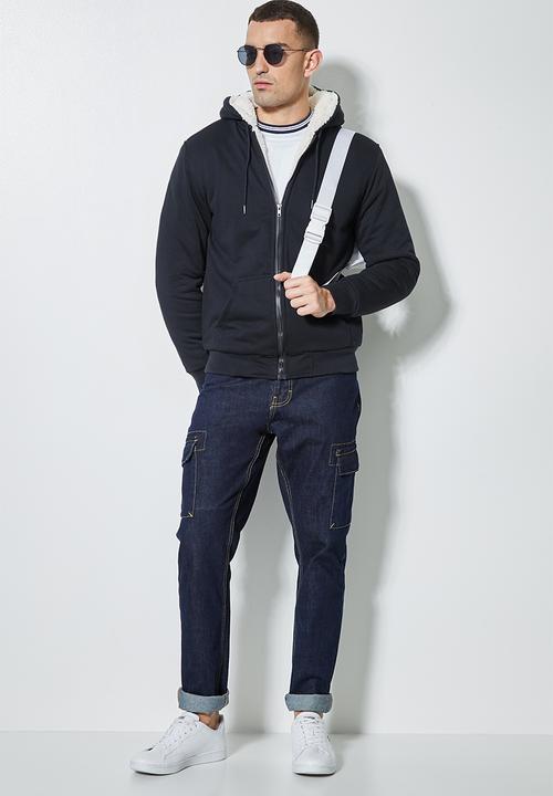 Superbalist - Stockton sherpa lined hoodie - navy
