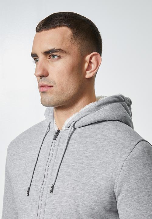Superbalist - Stockton sherpa lined hoodie - grey 