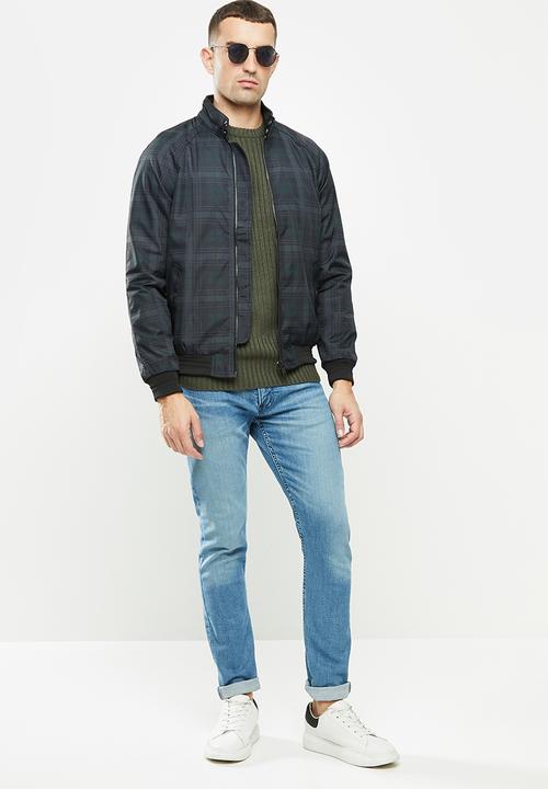 Brave Soul - Ellis check jacket - navy & green 