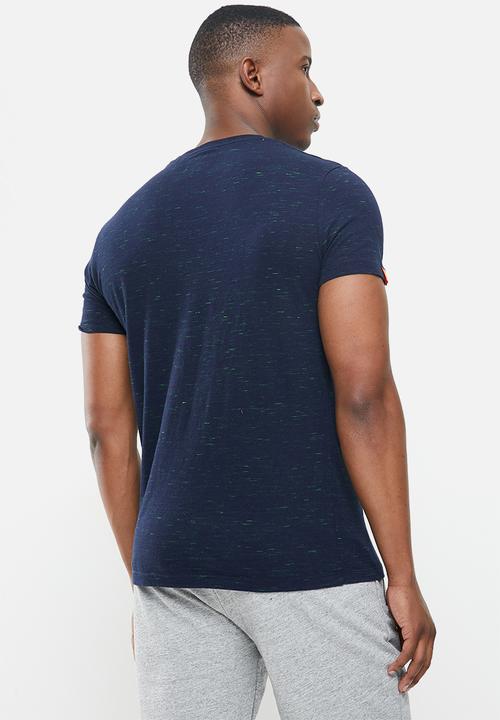 Superdry. - Ol vintage emb crew tee - navy fluro space dye