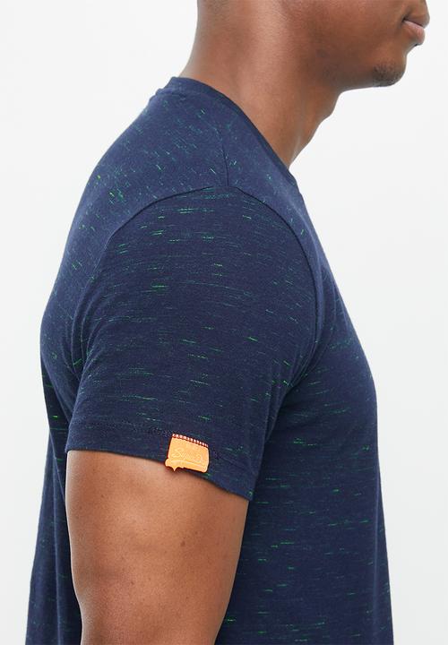 Superdry. - Ol vintage emb crew tee - navy fluro space dye