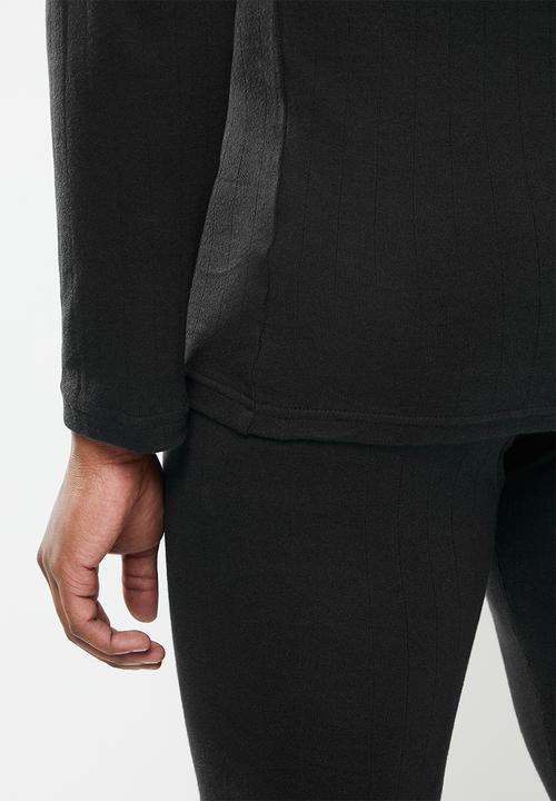 Jockey - 1-pack drop needle interlock long sleeve undershirt - black