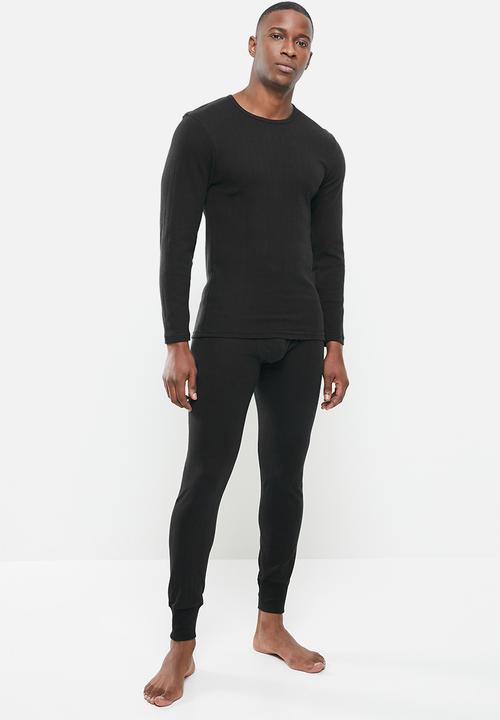 Jockey - 1-pack drop needle interlock long sleeve undershirt - black