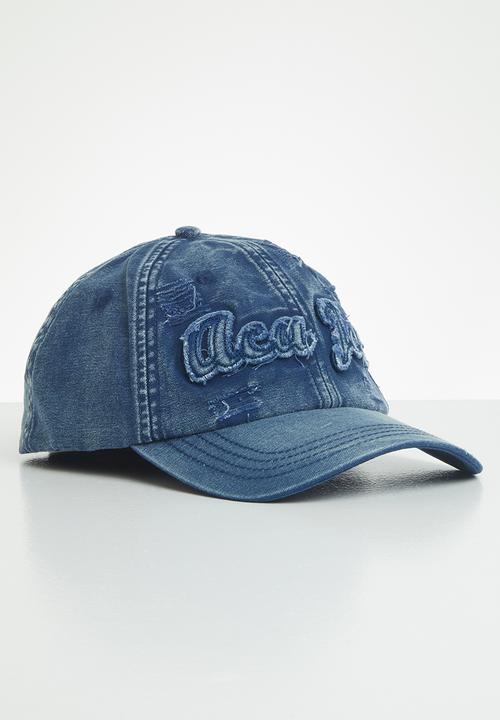 Aca Joe - Mens Aca Joe distressed denim cap - blue
