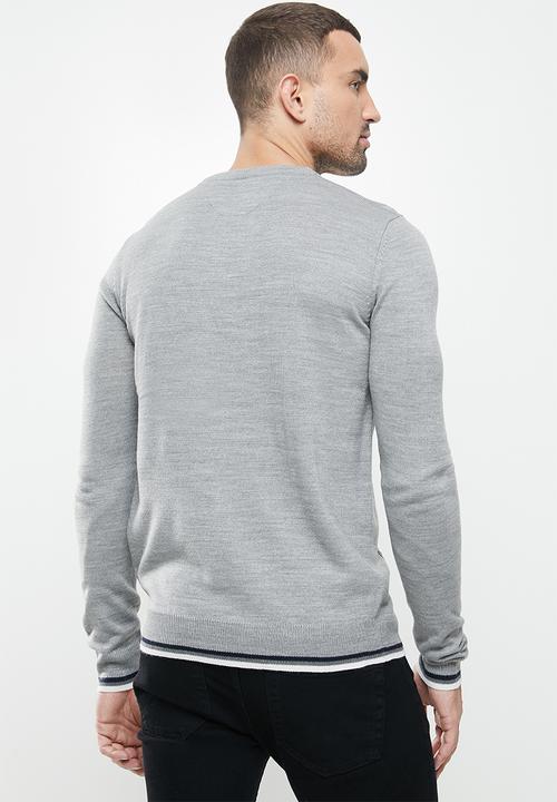 Brave Soul - Bertram knitwear - light grey
