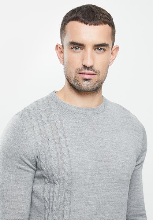 Brave Soul - Bertram knitwear - light grey
