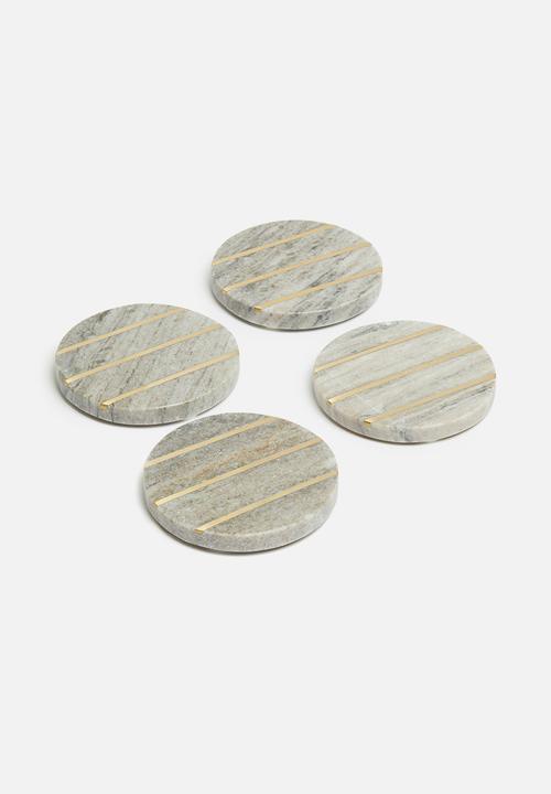 Sixth Floor - Marble coasters set of 4 - onyx & brass