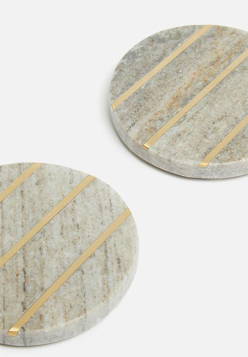 Sixth Floor - Marble coasters set of 4 - onyx & brass