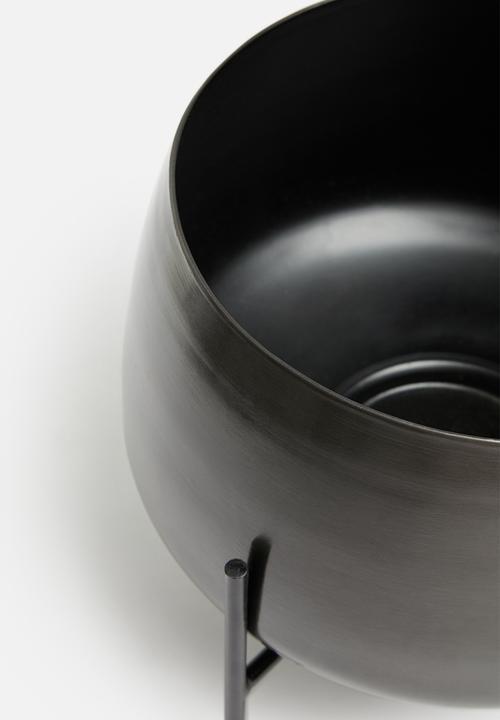 H&S - Metal flower pot stand set - black & silver