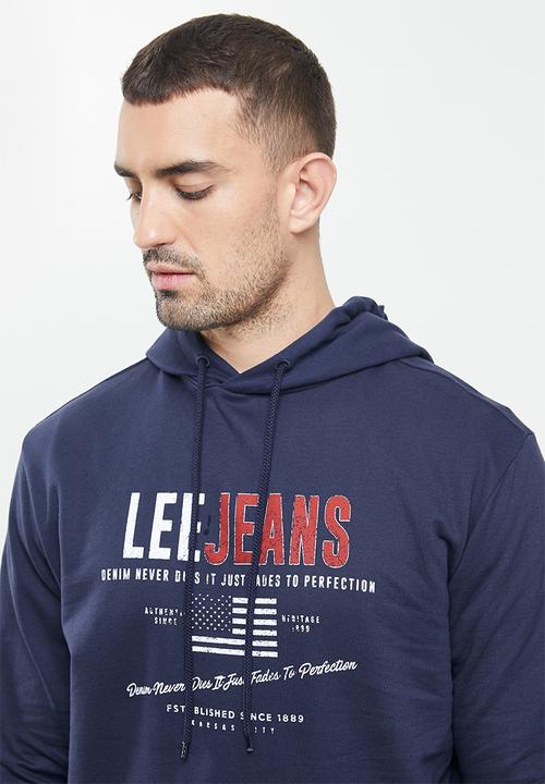 Lee  - Faded denim hooded sweat - navy