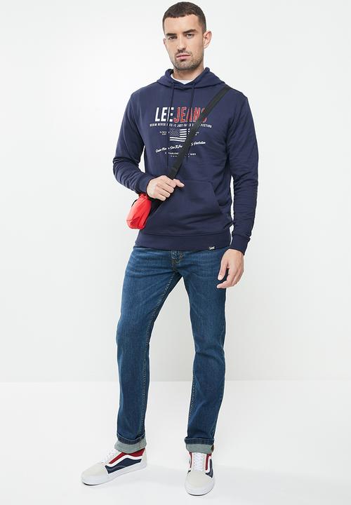 Lee  - Faded denim hooded sweat - navy