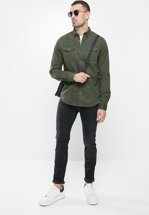 Superdry. - Classic commuter shirt - olive