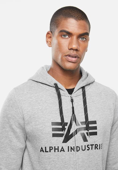 Alpha Industries - Alpha logo zip hoodie - grey melange