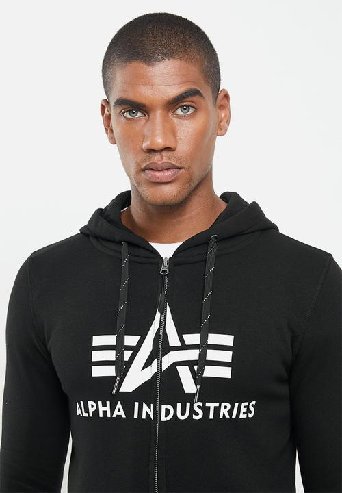 Alpha Industries - Alpha logo zip hoodie - black