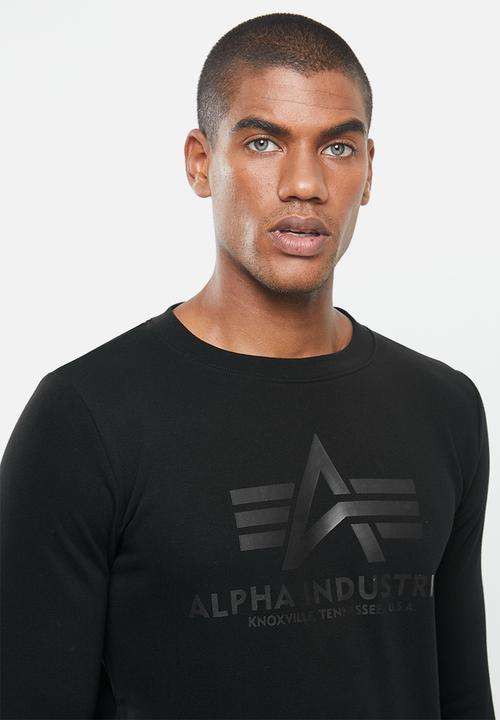Alpha Industries - Alpha basic logo crew - black mono