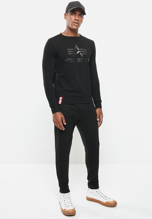 Alpha Industries - Alpha basic logo crew - black mono