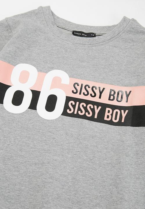 SISSY BOY - Round neck sweater with sporty logo - grey