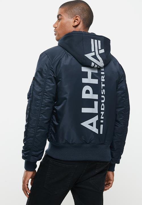 Alpha Industries - Ma-1zh back hood print jacket - rep blue & silver
